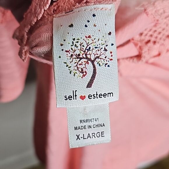 Top by Self esteem Crocheted Off Shoulder Pink Adj Straps Size XL - Picture 3 of 5